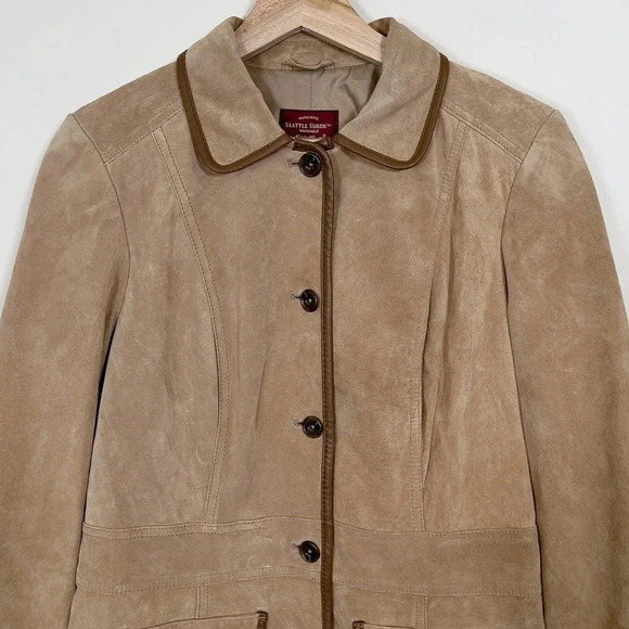 Eddie Bauer Women's Tan Suede Jacket Coat Blazer Small - Picture 3 of 16